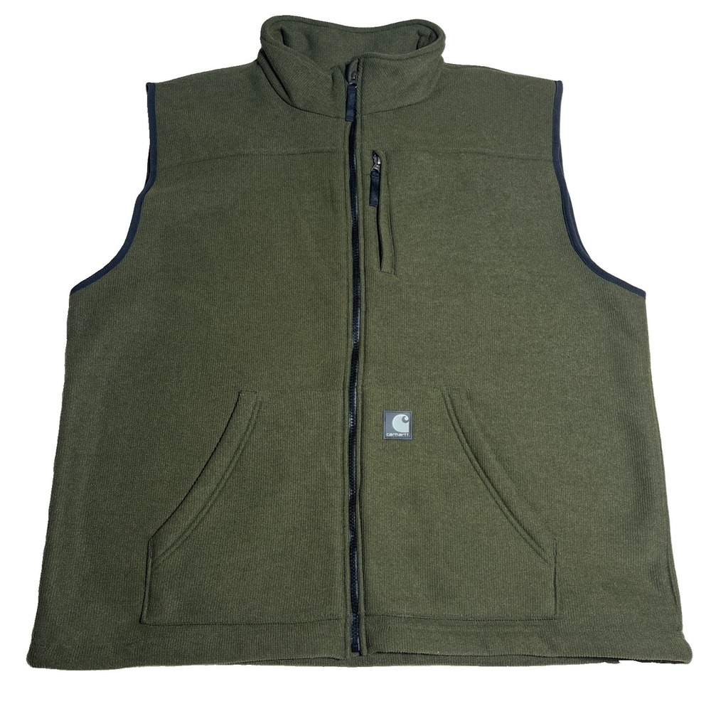 Carhartt Textured Thermal Fleece Lined Vest Jacket V28 Army Green Full Zip XL